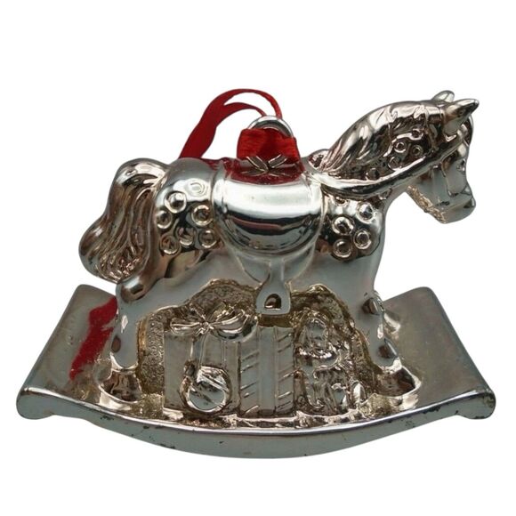 Vtg Reed & Barton Tarnish Resistant Silverplate ROCKING HORSE Christmas Ornament - Picture 2 of 9